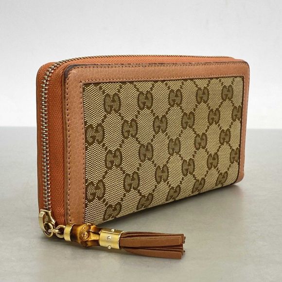 Gucci Long Wallet GG Canvas Bamboo 224253 Canvas Brown Pink Gold Hardware  Women - Picture 12 of 16